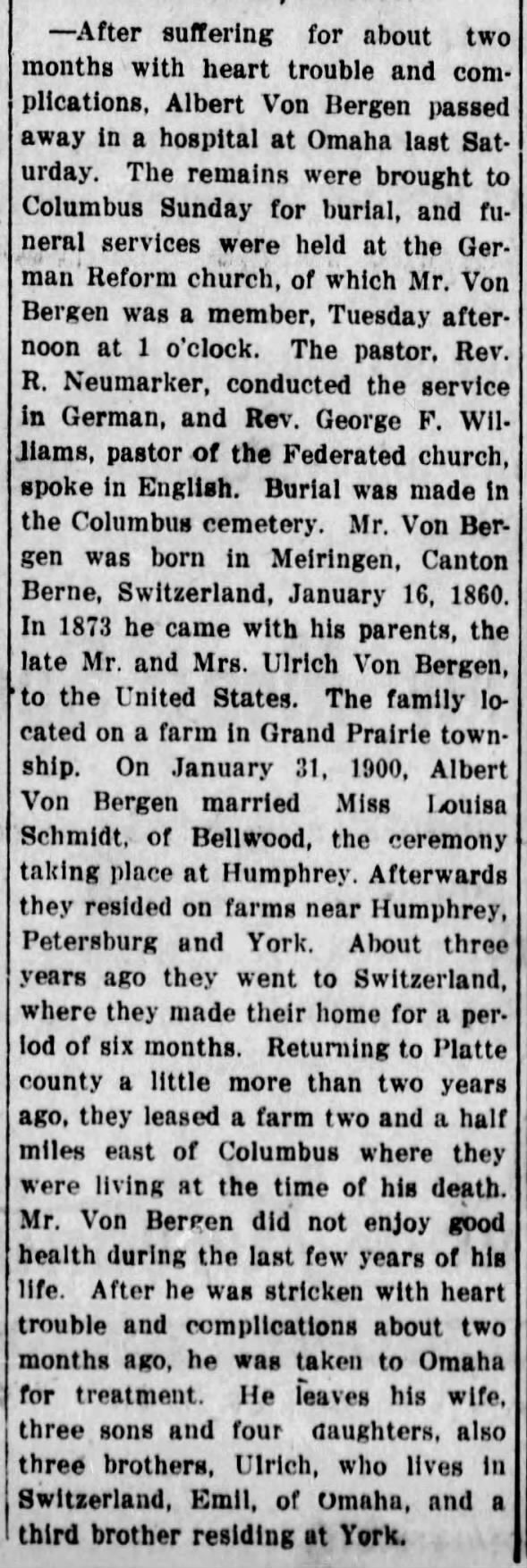 Clipping from The Columbus Telegram